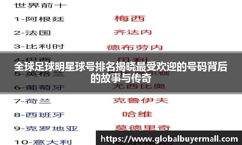 全球足球明星球号排名揭晓最受欢迎的号码背后的故事与传奇